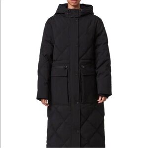 All Saints Black Hooded Lucie Puffer Coat